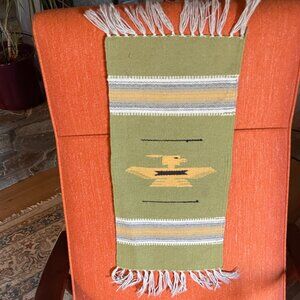 Chimayo Long Thunderbird Lime Green Geometric Weaving